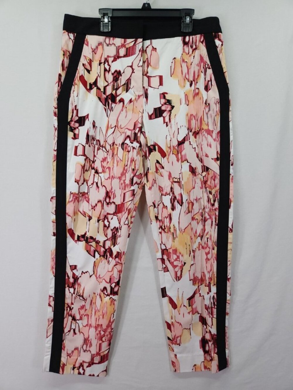 Donna Karan Womens Size 10 Abstract Tuxedo Stripe Straight Leg Ankle Pants 32x27